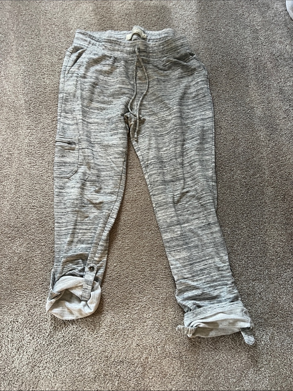 Light Heather Gray Women's Jogger Pants with Rolled Hem